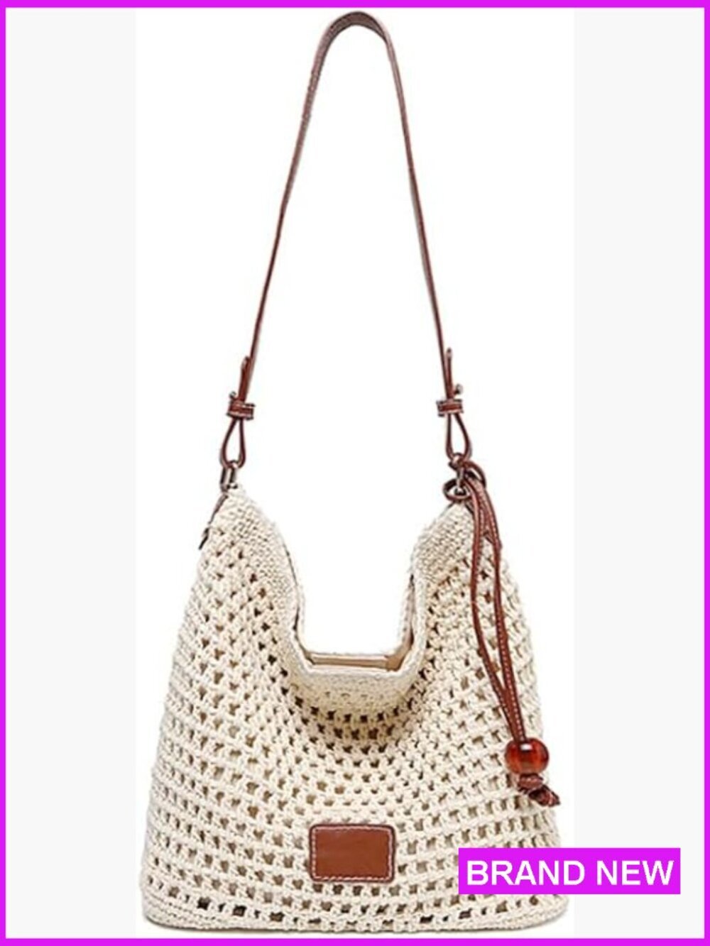 Crochet String Bag Handwoven Summer Beach Vacation Shoulder Bag Purse